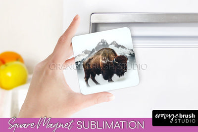 Wild Animals Magnet Sublimation, Mountain Magnet Design Sublimation OrangeBrushStudio 