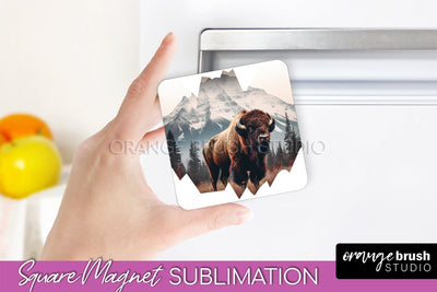 Wild Animals Magnet Sublimation, Mountain Magnet Design Sublimation OrangeBrushStudio 