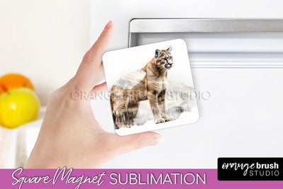 Wild Animals Magnet Sublimation, Mountain Magnet Design Sublimation OrangeBrushStudio 