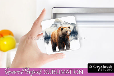 Wild Animals Magnet Sublimation, Mountain Magnet Design Sublimation OrangeBrushStudio 