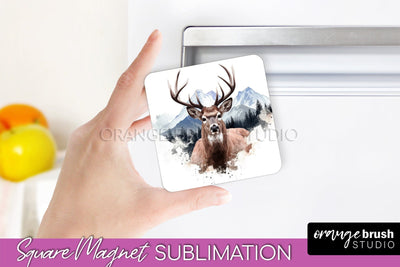Wild Animals Magnet Sublimation, Mountain Magnet Design Sublimation OrangeBrushStudio 