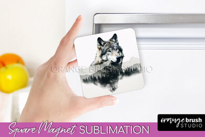 Wild Animals Magnet Sublimation, Mountain Magnet Design Sublimation OrangeBrushStudio 