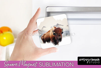 Wild Animals Magnet Sublimation, Mountain Magnet Design Sublimation OrangeBrushStudio 