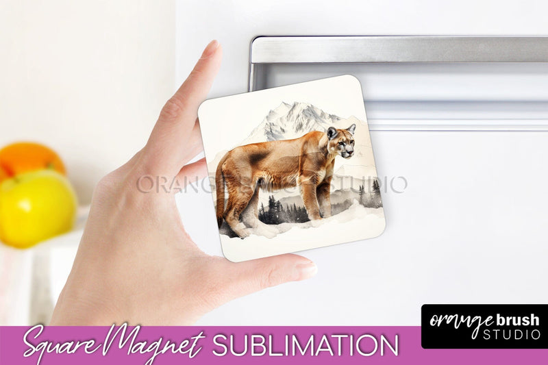 Wild Animals Magnet Sublimation, Mountain Magnet Design Sublimation OrangeBrushStudio 