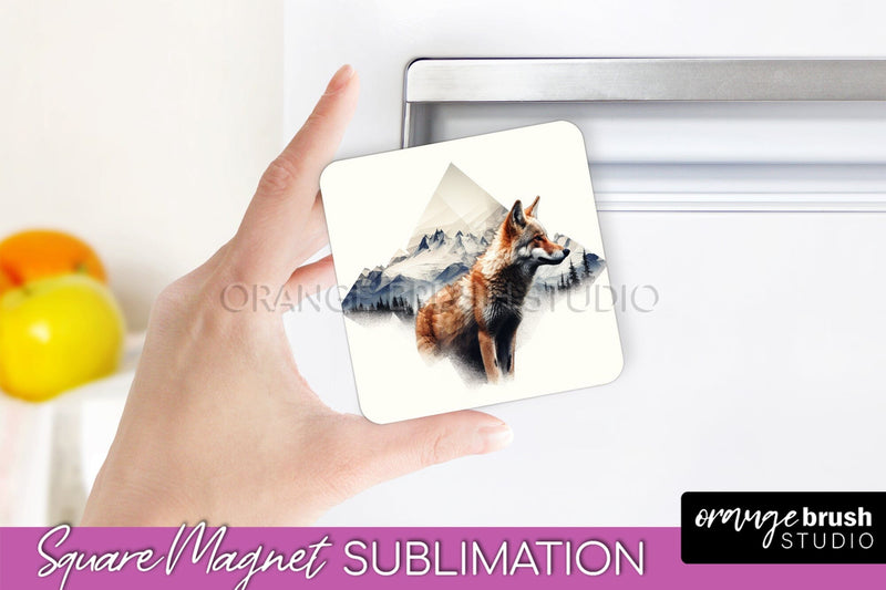 Wild Animals Magnet Sublimation, Mountain Magnet Design Sublimation OrangeBrushStudio 