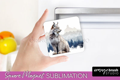 Wild Animals Magnet Sublimation, Mountain Magnet Design Sublimation OrangeBrushStudio 
