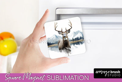Wild Animals Magnet Sublimation, Mountain Magnet Design Sublimation OrangeBrushStudio 