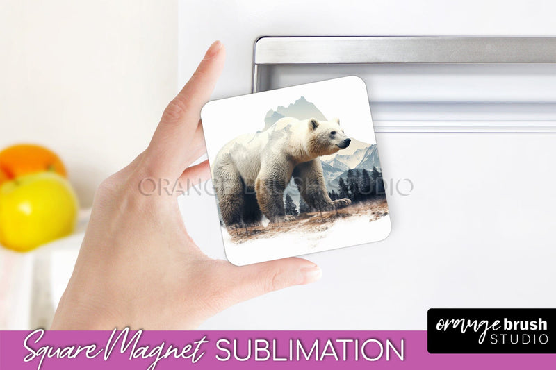 Wild Animals Magnet Sublimation, Mountain Magnet Design Sublimation OrangeBrushStudio 