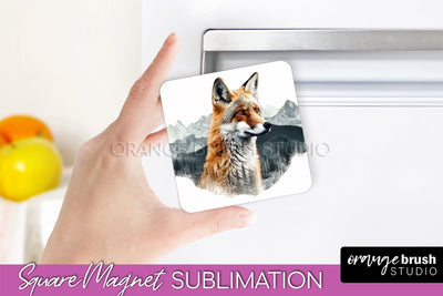 Wild Animals Magnet Sublimation, Mountain Magnet Design Sublimation OrangeBrushStudio 