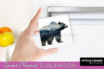 Wild Animals Magnet Sublimation, Mountain Magnet Design Sublimation OrangeBrushStudio 