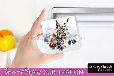 Wild Animals Magnet Sublimation, Mountain Magnet Design Sublimation OrangeBrushStudio 