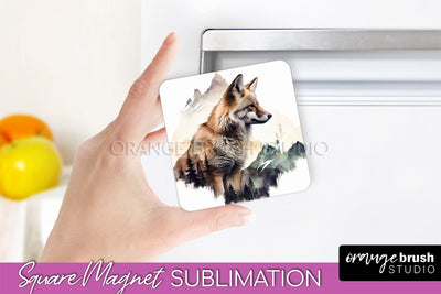 Wild Animals Magnet Sublimation, Mountain Magnet Design Sublimation OrangeBrushStudio 