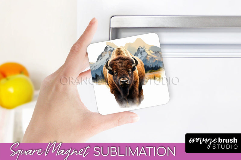 Wild Animals Magnet Sublimation, Mountain Magnet Design Sublimation OrangeBrushStudio 