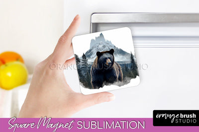 Wild Animals Magnet Sublimation, Mountain Magnet Design Sublimation OrangeBrushStudio 