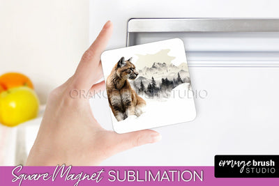 Wild Animals Magnet Sublimation, Mountain Magnet Design Sublimation OrangeBrushStudio 