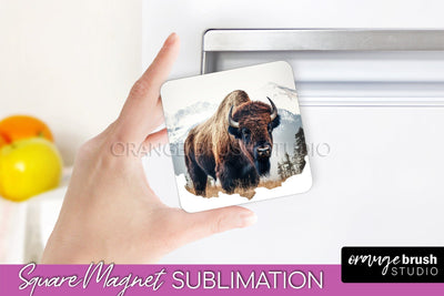 Wild Animals Magnet Sublimation, Mountain Magnet Design Sublimation OrangeBrushStudio 