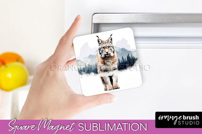 Wild Animals Magnet Sublimation, Mountain Magnet Design Sublimation OrangeBrushStudio 