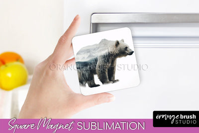 Wild Animals Magnet Sublimation, Mountain Magnet Design Sublimation OrangeBrushStudio 