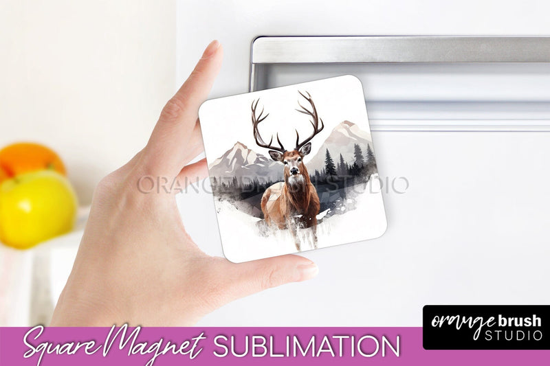 Wild Animals Magnet Sublimation, Mountain Magnet Design Sublimation OrangeBrushStudio 