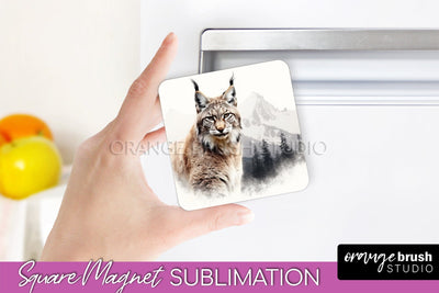 Wild Animals Magnet Sublimation, Mountain Magnet Design Sublimation OrangeBrushStudio 