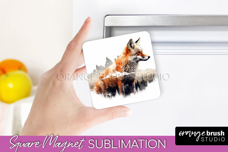 Wild Animals Magnet Sublimation, Mountain Magnet Design Sublimation OrangeBrushStudio 