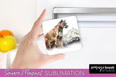 Wild Animals Magnet Sublimation, Mountain Magnet Design Sublimation OrangeBrushStudio 
