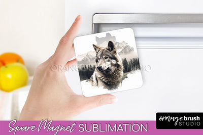 Wild Animals Magnet Sublimation, Mountain Magnet Design Sublimation OrangeBrushStudio 