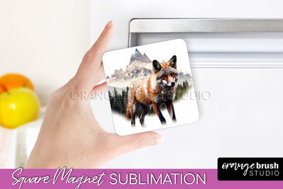 Wild Animals Magnet Sublimation, Mountain Magnet Design Sublimation OrangeBrushStudio 