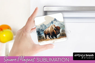 Wild Animals Magnet Sublimation, Mountain Magnet Design Sublimation OrangeBrushStudio 