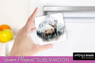 Wild Animals Magnet Sublimation, Mountain Magnet Design Sublimation OrangeBrushStudio 