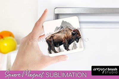 Wild Animals Magnet Sublimation, Mountain Magnet Design Sublimation OrangeBrushStudio 