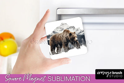 Wild Animals Magnet Sublimation, Mountain Magnet Design Sublimation OrangeBrushStudio 