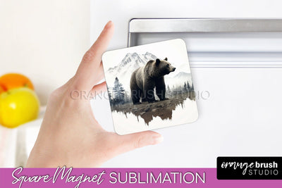 Wild Animals Magnet Sublimation, Mountain Magnet Design Sublimation OrangeBrushStudio 