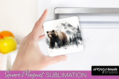 Wild Animals Magnet Sublimation, Mountain Magnet Design Sublimation OrangeBrushStudio 