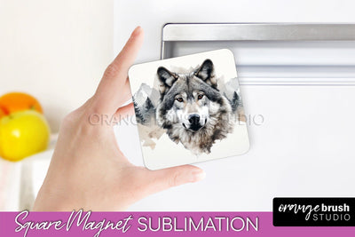 Wild Animals Magnet Sublimation, Mountain Magnet Design Sublimation OrangeBrushStudio 