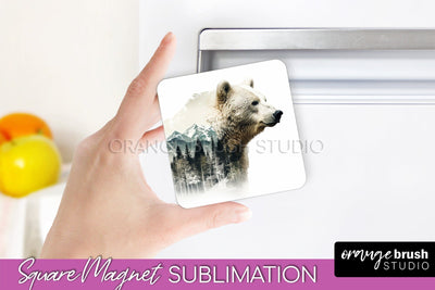 Wild Animals Magnet Sublimation, Mountain Magnet Design Sublimation OrangeBrushStudio 