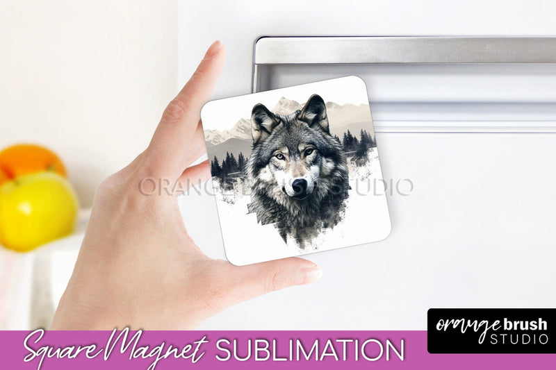 Wild Animals Magnet Sublimation, Mountain Magnet Design Sublimation OrangeBrushStudio 