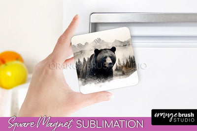 Wild Animals Magnet Sublimation, Mountain Magnet Design Sublimation OrangeBrushStudio 