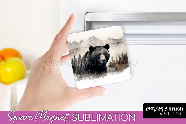 Wild Animals Magnet Sublimation, Mountain Magnet Design Sublimation OrangeBrushStudio 