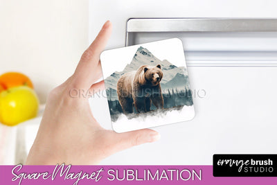 Wild Animals Magnet Sublimation, Mountain Magnet Design Sublimation OrangeBrushStudio 