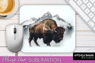 Wild Animals Mouse Pad, Mountain Mousepad Sublimation Sublimation OrangeBrushStudio 