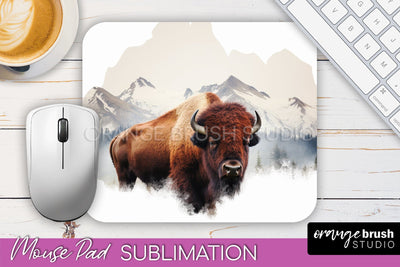 Wild Animals Mouse Pad, Mountain Mousepad Sublimation Sublimation OrangeBrushStudio 