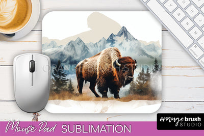 Wild Animals Mouse Pad, Mountain Mousepad Sublimation Sublimation OrangeBrushStudio 