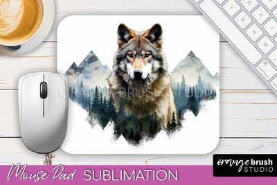Wild Animals Mouse Pad, Mountain Mousepad Sublimation Sublimation OrangeBrushStudio 