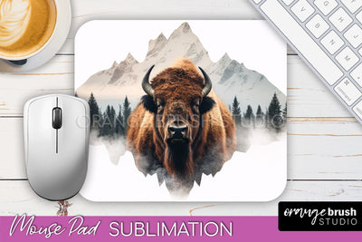 Wild Animals Mouse Pad, Mountain Mousepad Sublimation Sublimation OrangeBrushStudio 