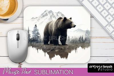 Wild Animals Mouse Pad, Mountain Mousepad Sublimation Sublimation OrangeBrushStudio 