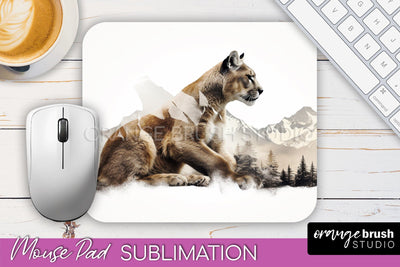 Wild Animals Mouse Pad, Mountain Mousepad Sublimation Sublimation OrangeBrushStudio 