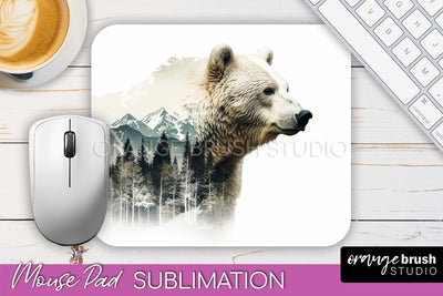 Wild Animals Mouse Pad, Mountain Mousepad Sublimation Sublimation OrangeBrushStudio 