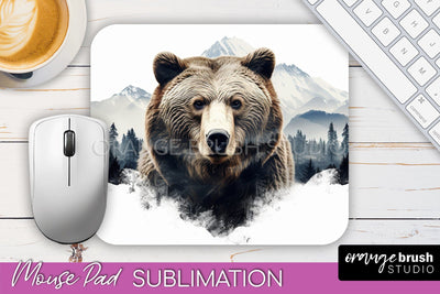 Wild Animals Mouse Pad, Mountain Mousepad Sublimation Sublimation OrangeBrushStudio 