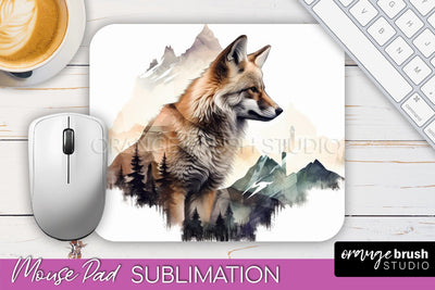 Wild Animals Mouse Pad, Mountain Mousepad Sublimation Sublimation OrangeBrushStudio 